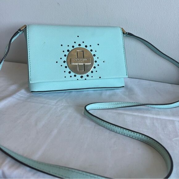 KATE SPADE Cyan Flap Crossbody Turnlock Shoulder Bag Knott Kitt Leila - Picture 1 of 11